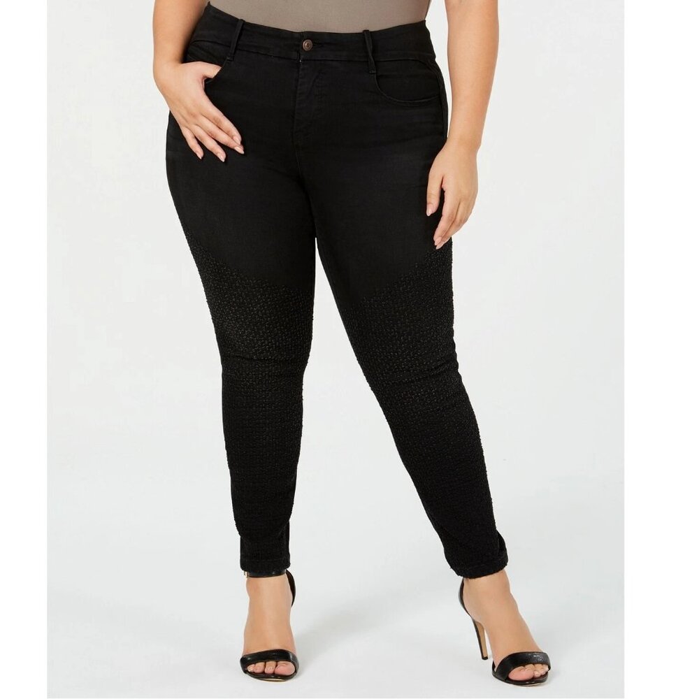 YSJ Your Sexy Jeans Women's Plus Size Queen Skinny Ankle Jeans, Black, 14W